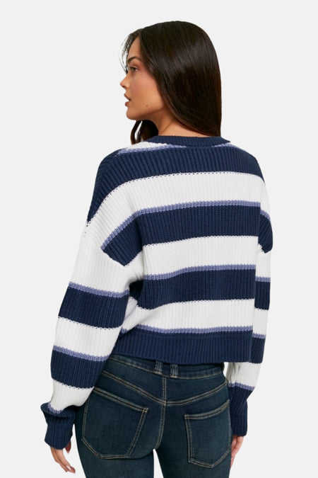 Pull met ronde hals - blauw