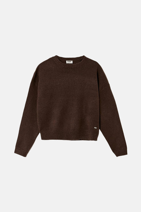 Pull met ronde hals - bruin