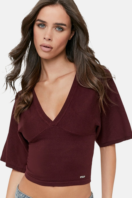 Pull met korte mouwen - Bordeaux