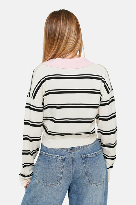 Pull met V-hals - Beige