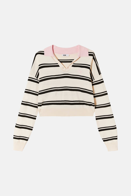 Pull met V-hals - Beige