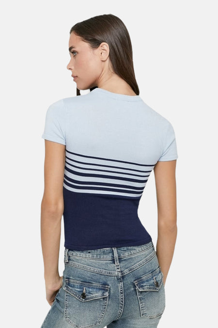 Pull met korte mouwen - blauw
