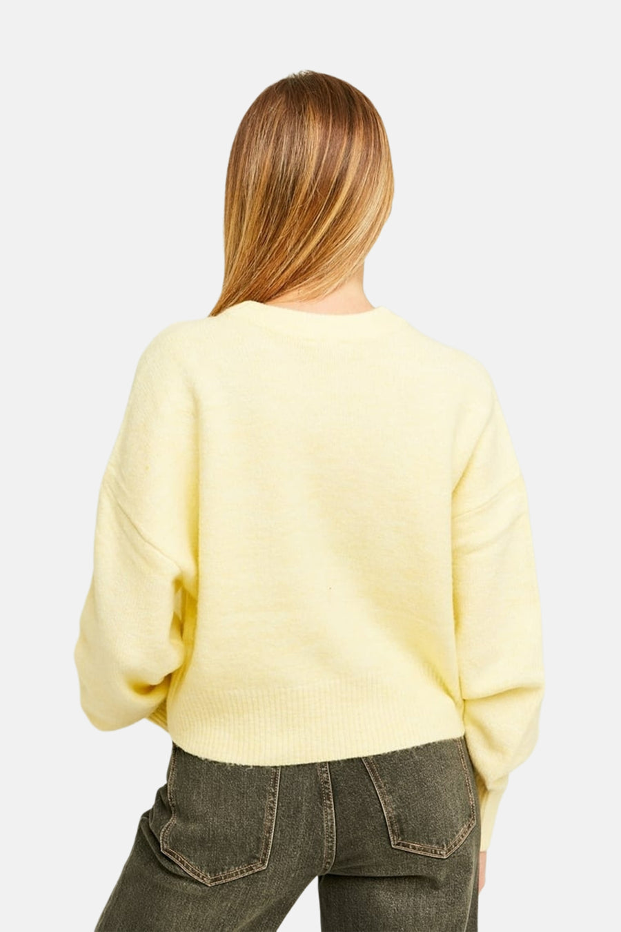 Pull à col rond - jaune