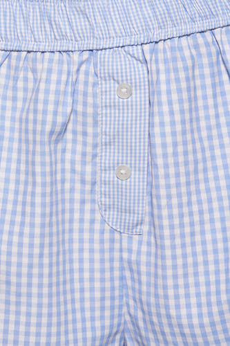 Blauwe short van TALLY WEIJL met een geruit patroon en een knoopsluiting.