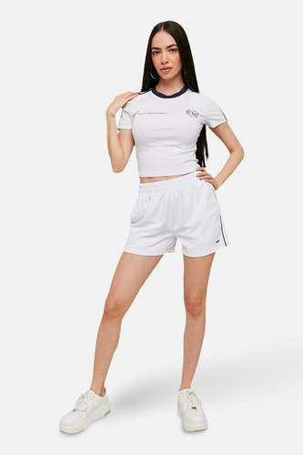Witte short van TALLY WEIJL, met elastische tailleband en een zijstreep.