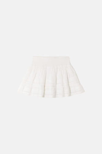 Witte korte rok van TALLY WEIJL met gesmokte tailleband en gelaagde ruches.