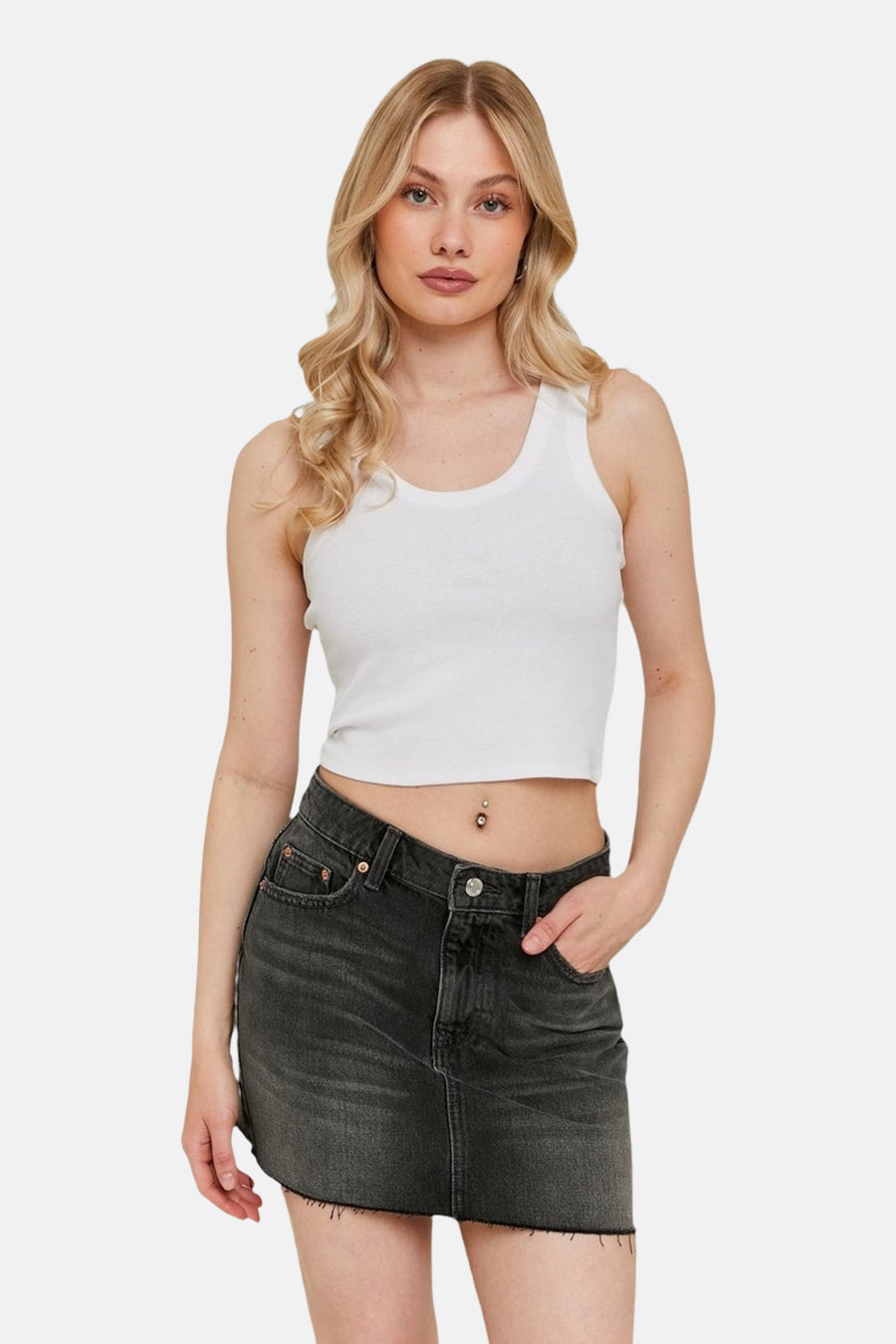 Korte rok - Dark grey denim - TALLY WEIJL