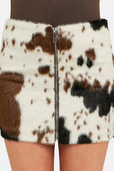 Short skirt with cow print from TALLY WEIJL, with a silver zipper at the front.
