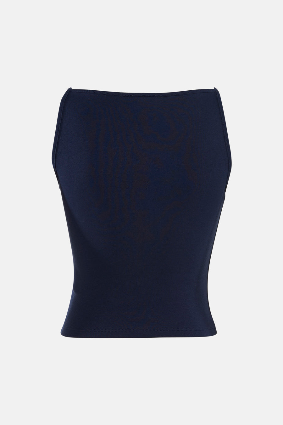 Donkerblauwe mouwloze top van TALLY WEIJL, strakke pasvorm, ribstructuur, front view
