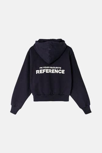 Pull-over bleu avec capuche de TALLY WEIJL, avec des lettres blanches sur le dos.