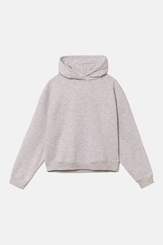 Sweat-shirt à capuche gris de TALLY WEIJL, à manches longues et coupe courte.