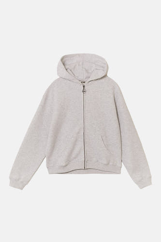 Grijs gilet van TALLY WEIJL, met lange mouwen, capuchon en een ritssluiting aan de voorkant.