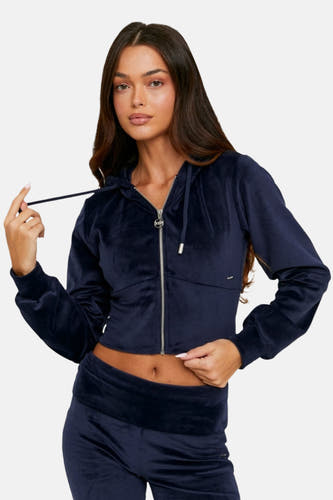 Gilet bleu de TALLY WEIJL, avec des manches longues et une fermeture éclair à l'avant.