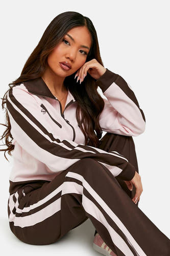 Roze sweater gilet van TALLY WEIJL, met bruine details en lange mouwen.