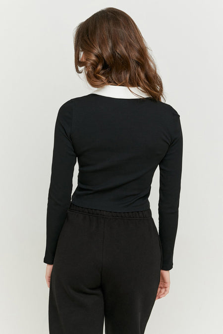 Polo met lange mouwen - zwart