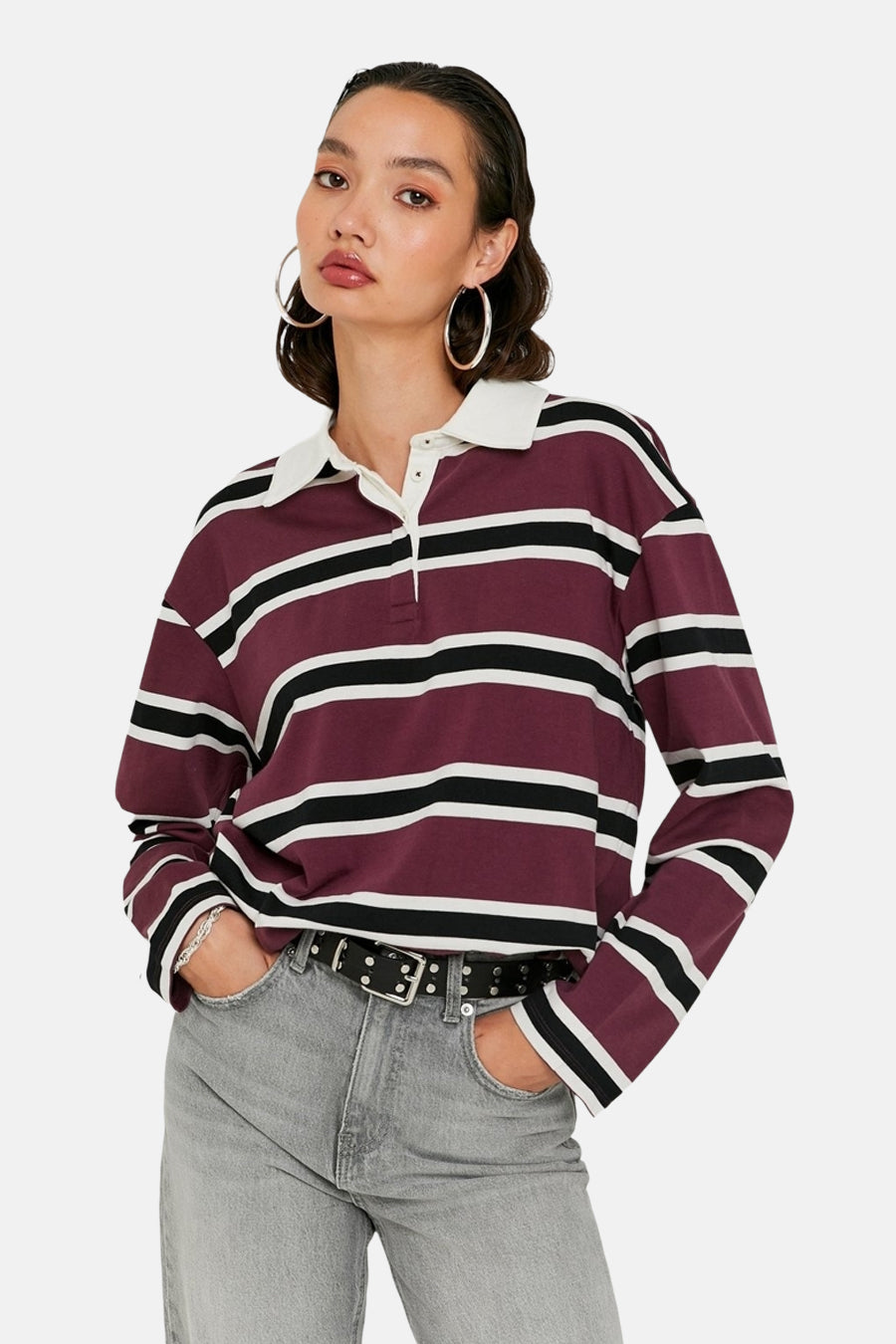 Polo met lange mouwen - bordeaux - TALLY WEIJL