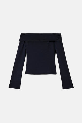 Blauw T-shirt met lange mouwen van TALLY WEIJL, met een boothals.

