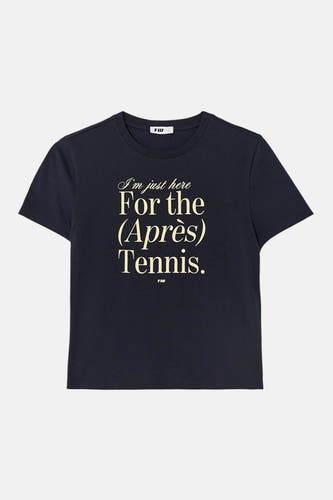 T-shirt bleu à manches courtes de TALLY WEIJL, avec imprimé texte doré.