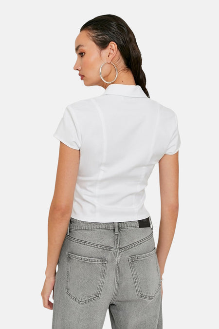 Blouse met korte mouwen - Wit