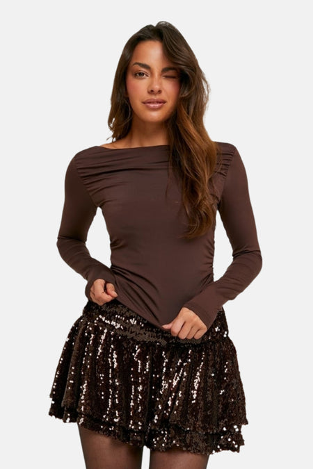 T-shirt met lange mouwen - bruin