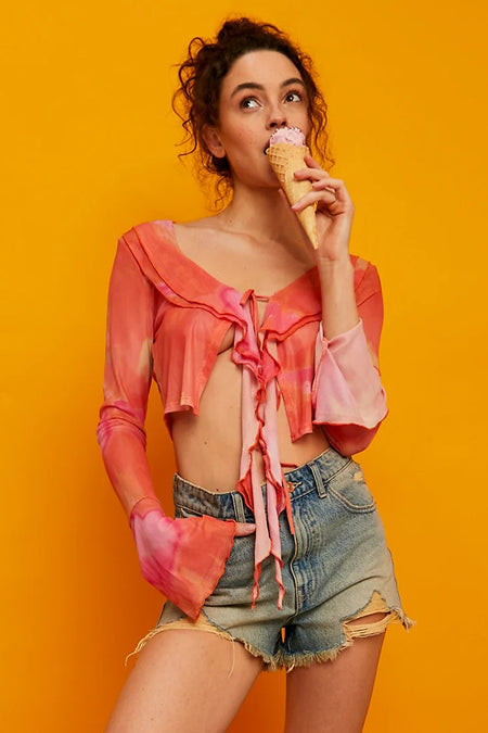 Blouse à manches longues - rouge