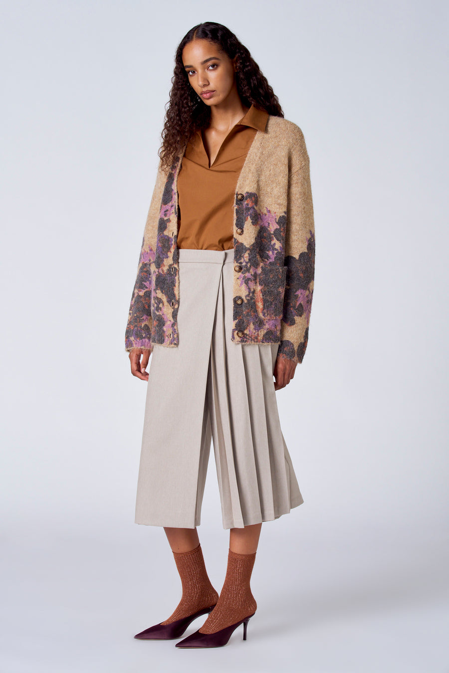 Pull met V-hals - bruin - SUNSET STUDIO