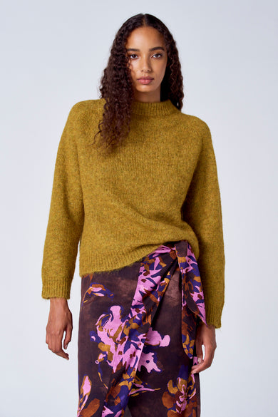 Pull met ronde hals - geel