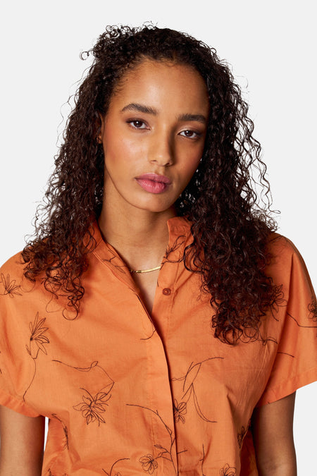 Blouse met korte mouwen - oranje
