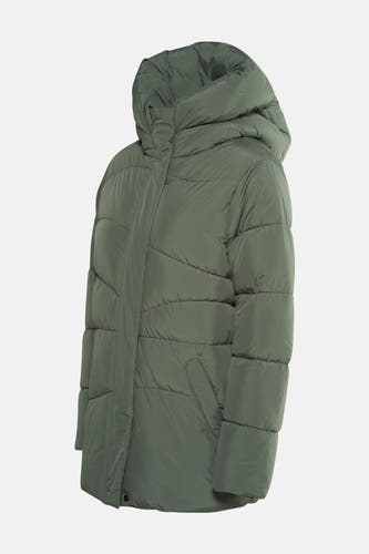 Manteau court vert de HAILYS, avec des manches longues et une grande capuche.