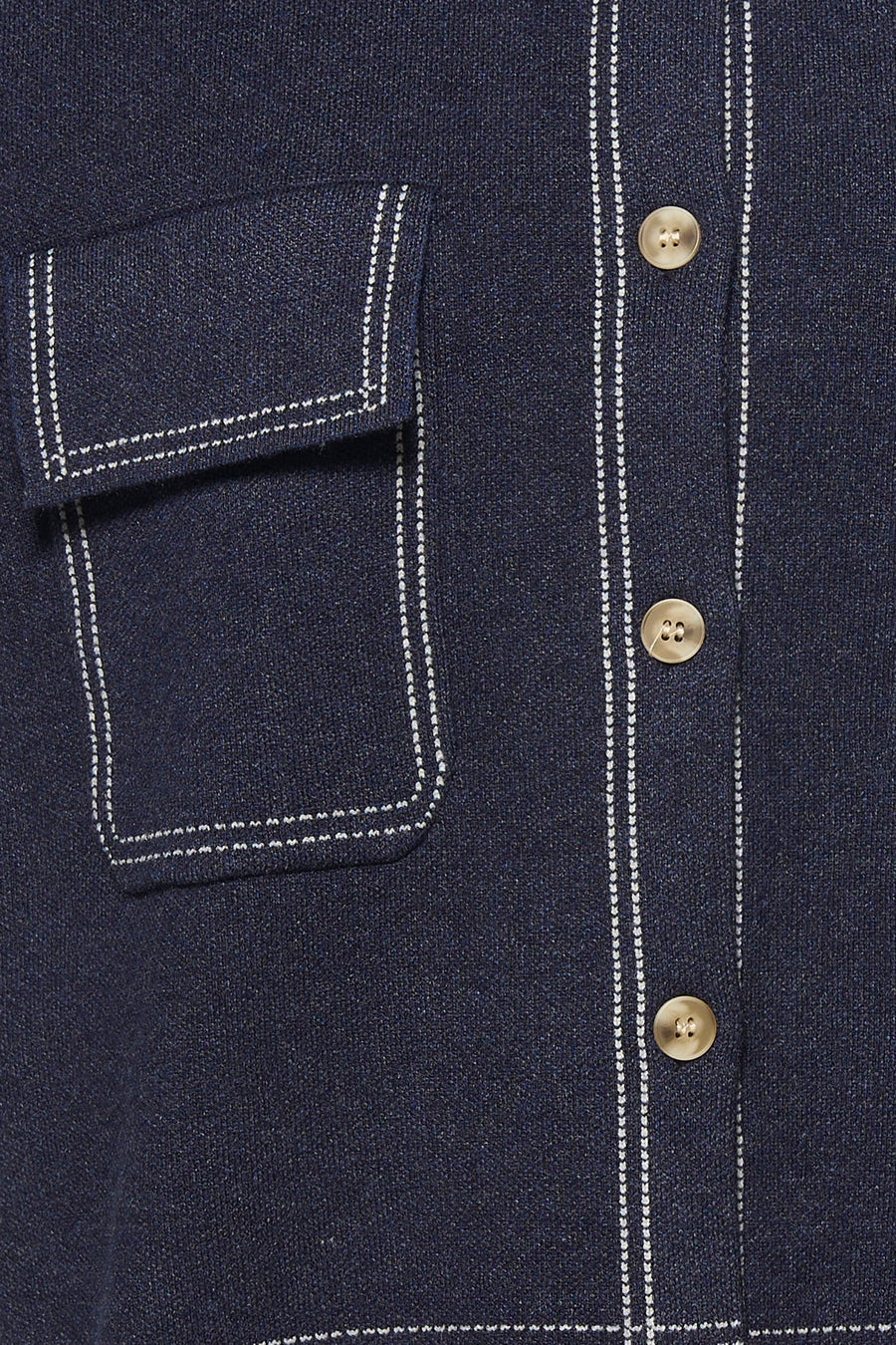 Blauw mouwloos vest van ADORE, met een opgestikte zak en knoopsluiting.