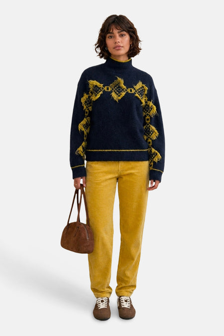 Pull met rolkraag - blauw