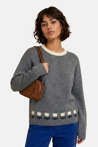 Pull col O - gris
