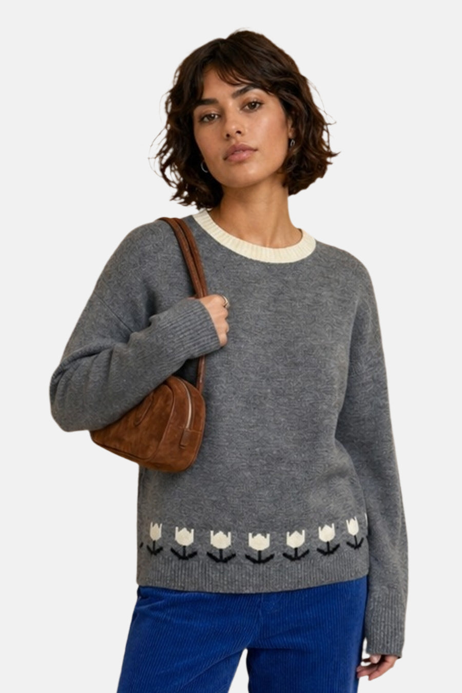 Pull col O - gris