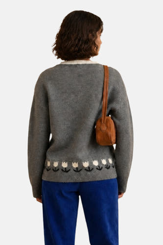 Pull col O - gris