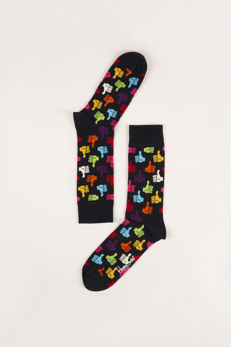 Chaussettes multicolores de Happy Socks avec un motif de pouces dirigés vers le haut et le bas.