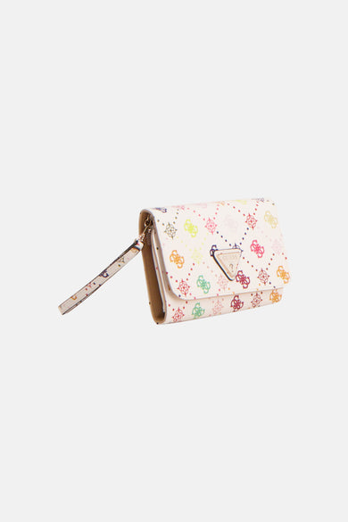 Multikleurige portemonnee van Guess, met een kleurrijk logoprint en een polsband.