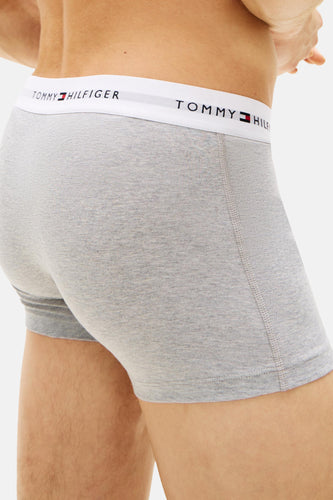 Grijs katoenen boxershort van Tommy Jeans, met witte elastische tailleband met logo.
