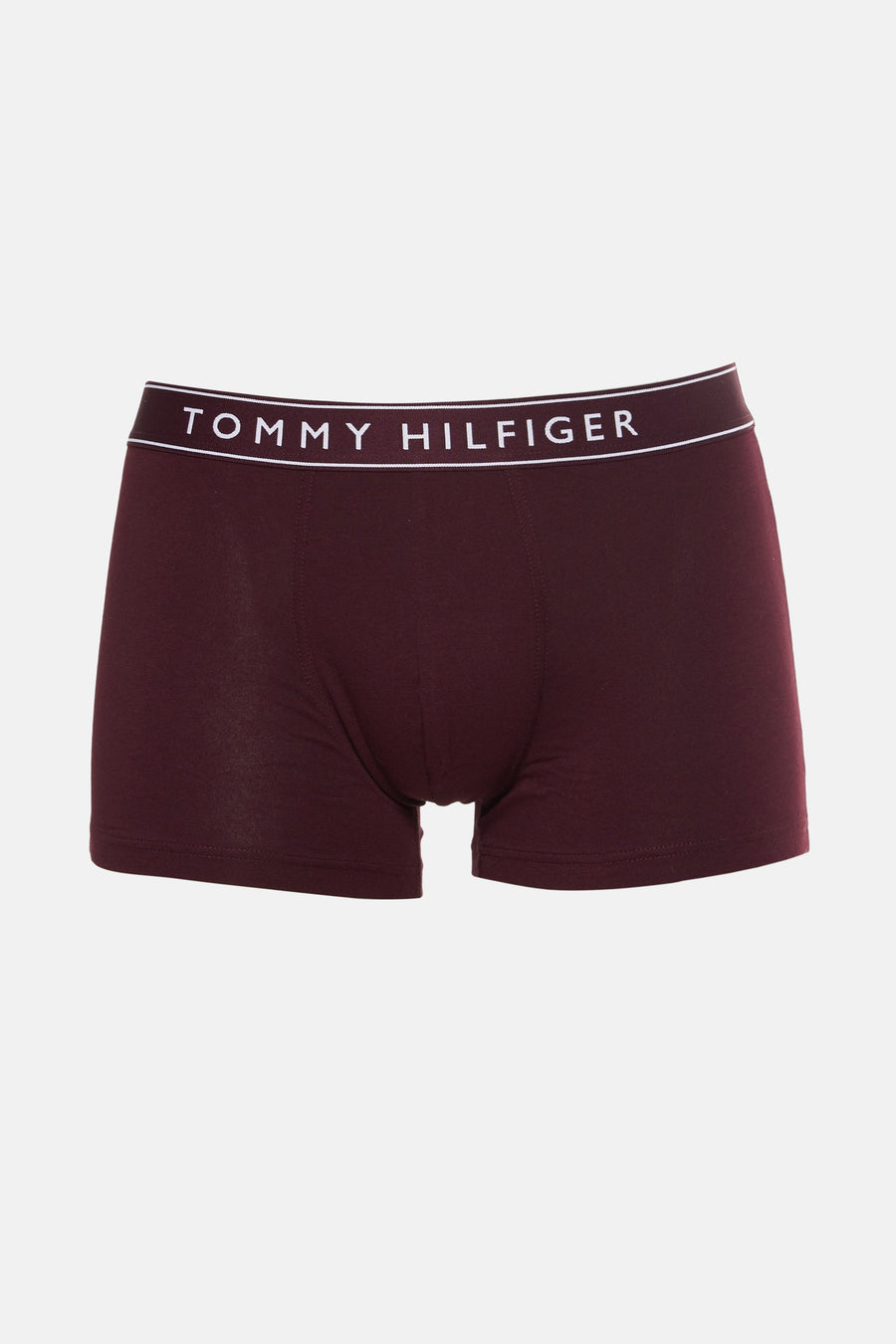 Donkerrode Tommy Hilfiger boxershort met witte tailleband.
