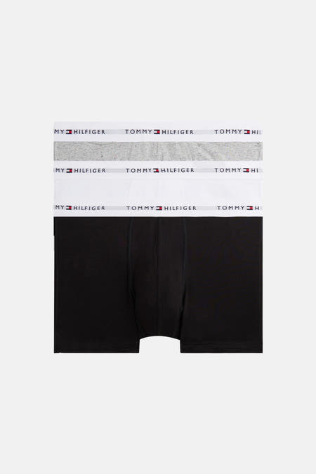 Meerkleurige boxershort van Tommy Jeans, met elastische taillebanden in grijs, wit en zwart.
