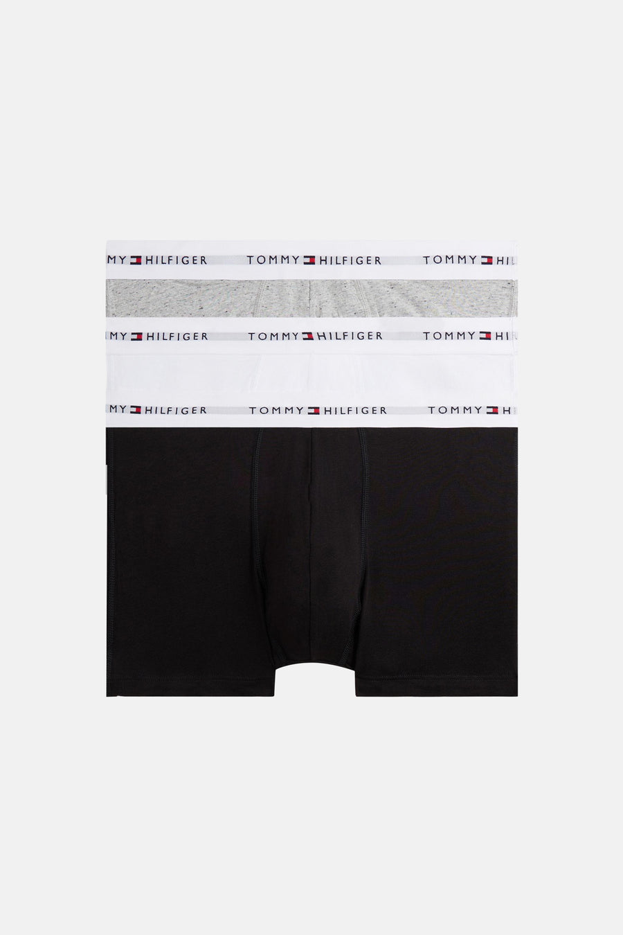 Meerkleurige boxershort van Tommy Jeans, met elastische taillebanden in grijs, wit en zwart.
