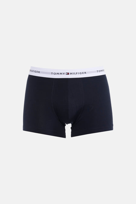 Marineblauwe boxershort van TOMMY JEANS met witte elastische band en merklogo.

