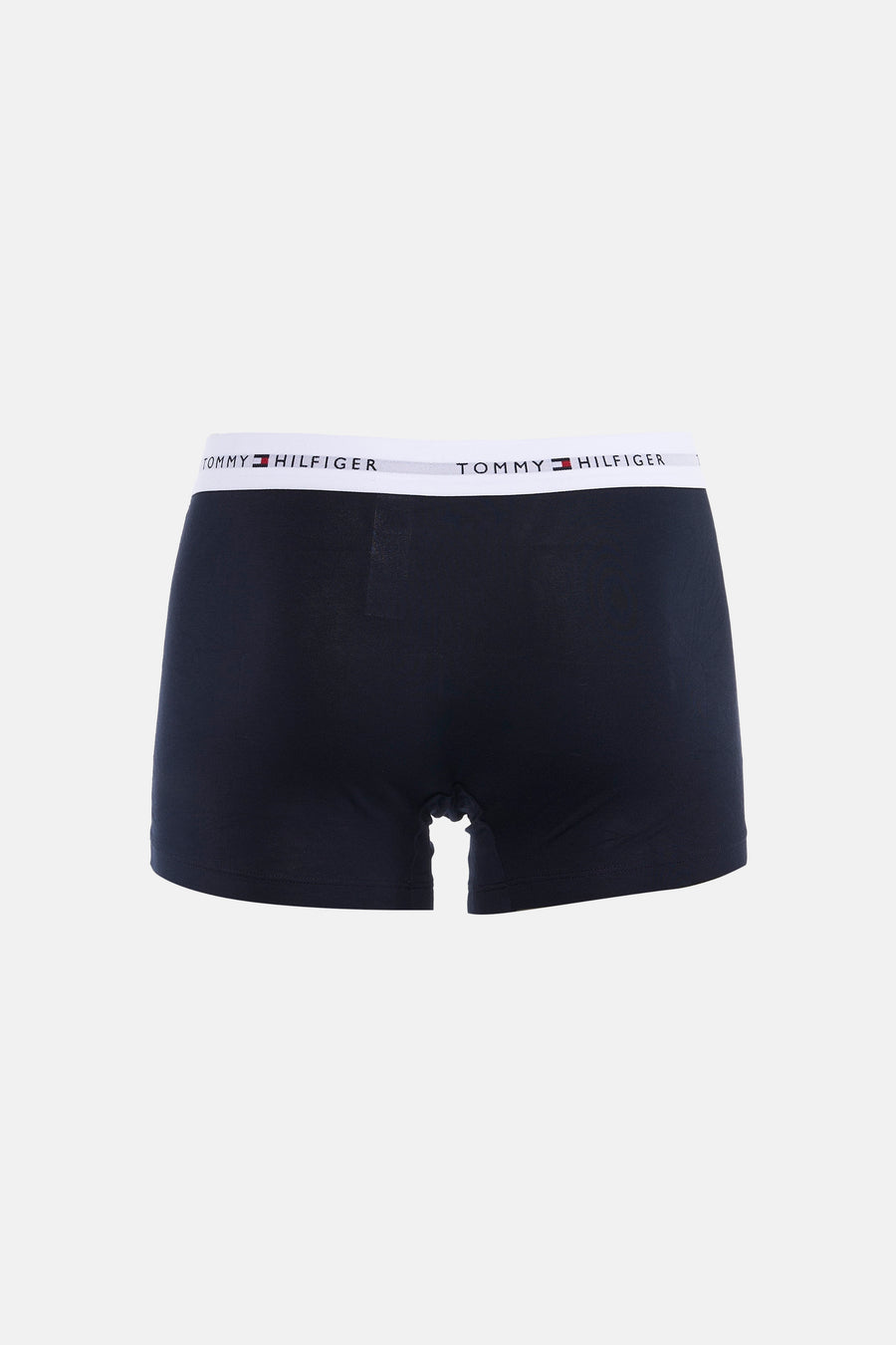 Donkerblauwe boxershort van TOMMY JEANS met een witte tailleband met logo.