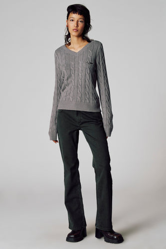 Pull met V-hals - grijs