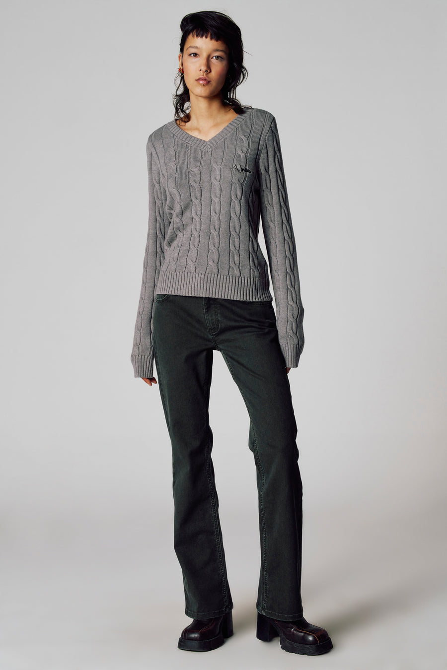 Pull met V-hals - grijs - Unwind