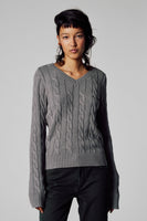 Pull met V-hals - grijs