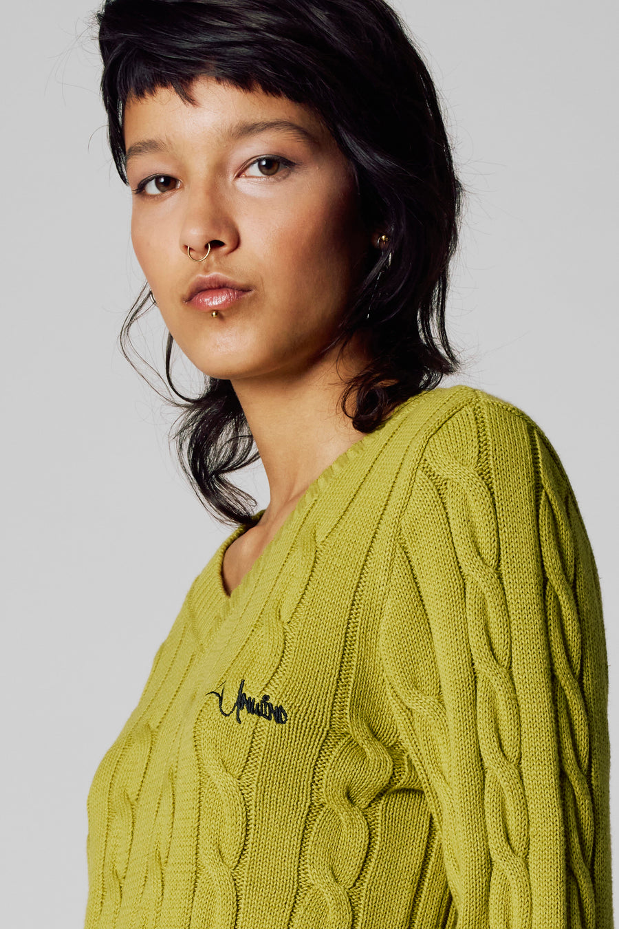 Pull à col en V - vert - Unwind