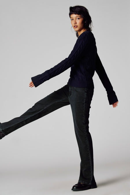 Pull met V-hals - blauw