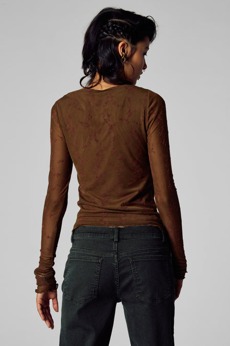 T-shirt met lange mouwen - bruin