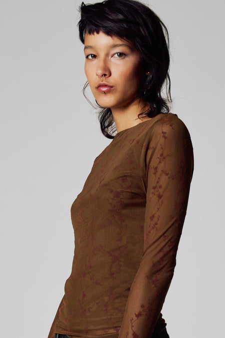 T-shirt met lange mouwen - bruin