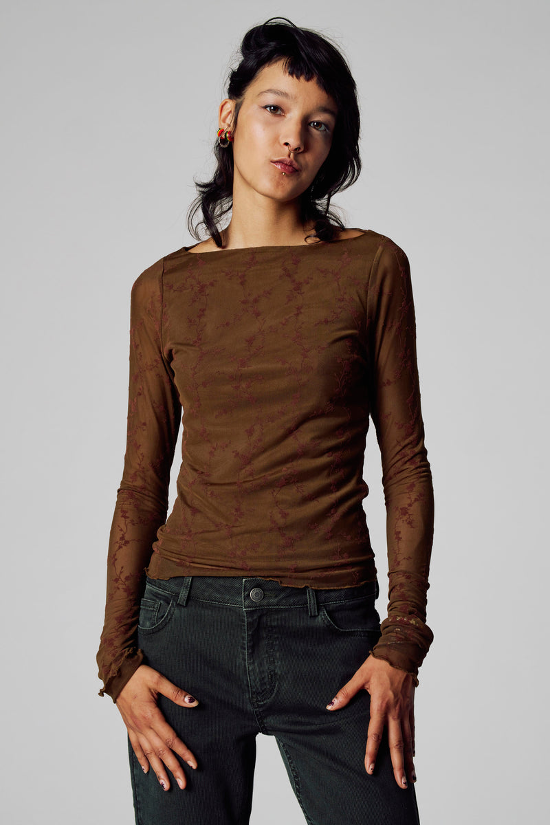 T-shirt met lange mouwen - bruin